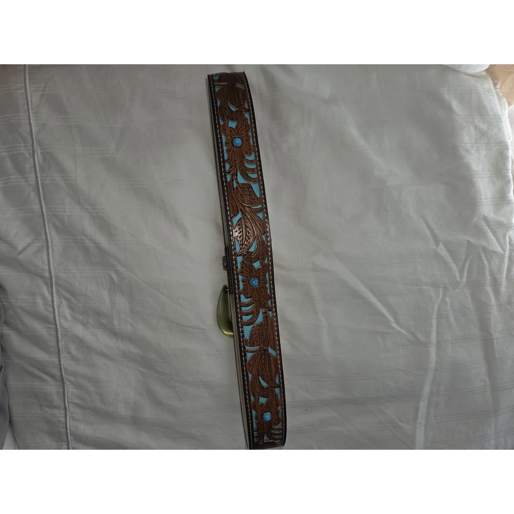 Commense Western Belt Floral Design‎ & Ornate Buckle Womens Fashion Accessory